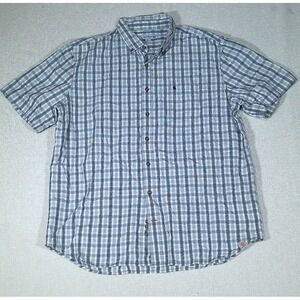 Carhart Men's Short Sleeve Shirt Relaxed Fit‎ 2Xl Tall Black And Gray Stripes